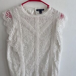 CeCe & Brooke White Lace Top